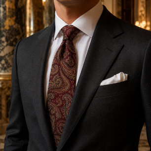 Koninklijk Bourgondisch Paisley Luxe Stropdas