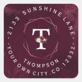 Koninklijk Burgundy Bloemmotief Ronde Label (Voorkant)