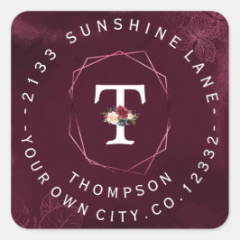 Koninklijk Burgundy Bloemmotief Ronde Label