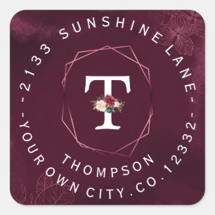 Koninklijk Burgundy Bloemmotief Ronde Label