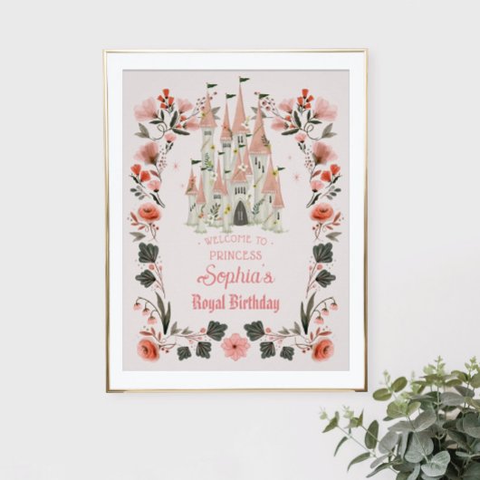 Koninklijk Castle Birthday Welkomstteken Roze Poster