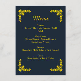 Koninklijk Contrasterend Midnight Blue & Goud Dine Informatiekaartje