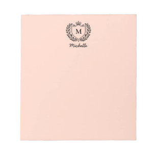 Koninklijk Crest Embleem Monogram Schrift Naam Kor Notitieblok