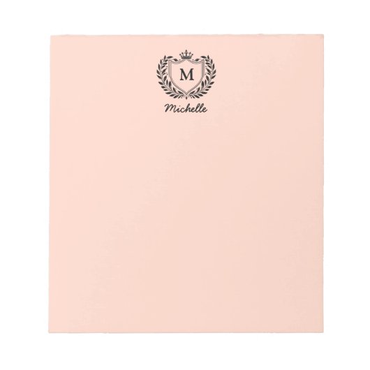 Koninklijk Crest Embleem Monogram Schrift Naam Kor Notitieblok (Voorkant)