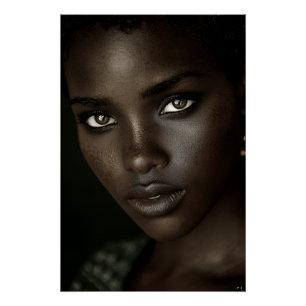 Koninklijk Ebbenhouten Portret Intense Blik Gouden Perfect Poster