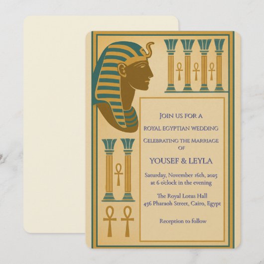 Koninklijk Egyptisch farao Motif Lotus Gold Kaart (Voorkant / Achterkant)