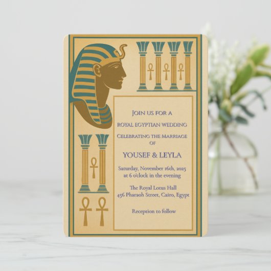 Koninklijk Egyptisch farao Motif Lotus Gold Kaart (Staand voorkant)