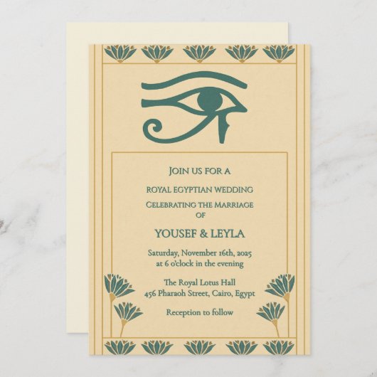 Koninklijk Egyptisch Oog van Horus & Lotus Gouden  Kaart (Voorkant / Achterkant)