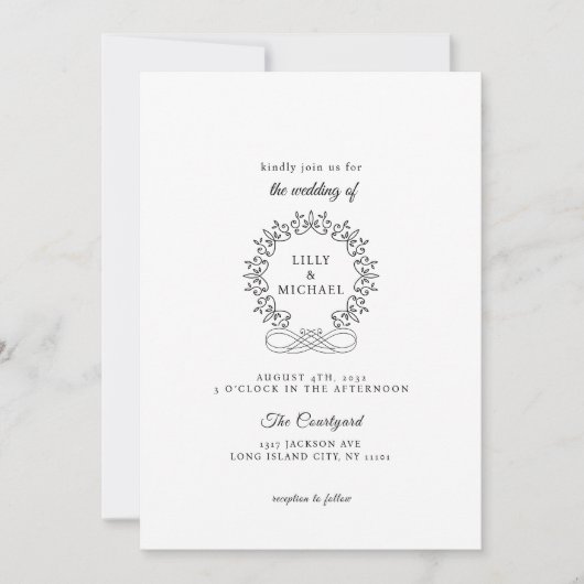 Koninklijk, elegant, bruiloft kaart (Voorkant)