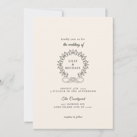 Koninklijk, elegant, bruiloft kaart (Voorkant)