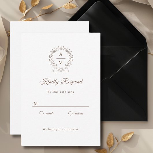 Koninklijk, elegant, bruiloft RSVP Informatiekaartje