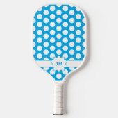 Koninklijk en wit Polka Dot Monogram Pickleball Paddle (Achterkant)