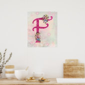 Koninklijk F Roze Initiaal Poster (Keuken)