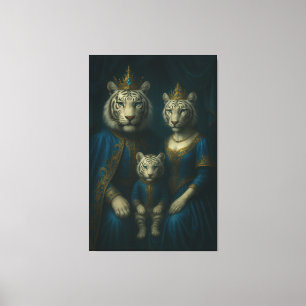 Koninklijk familieportret van witte tijgers – Maje Canvas Afdruk
