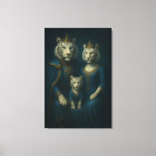 Koninklijk familieportret van witte tijgers – Maje Canvas Afdruk