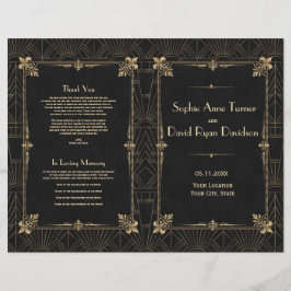 Koninklijk Fleur-de-Lis Art Deco Huwelijksprogramm