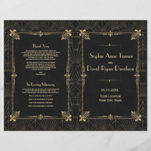 Koninklijk Fleur-de-Lis Art Deco Huwelijksprogramm