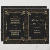 Koninklijk Fleur-de-Lis Art Deco Huwelijksprogramm (Voorkant / Achterkant)