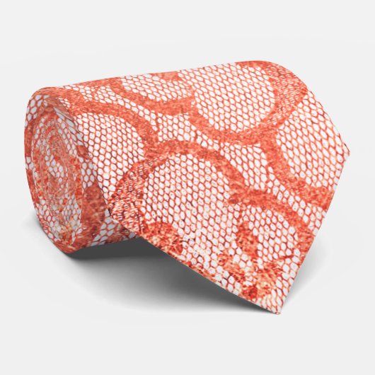 Koninklijk Floral Koral Snoep Lace Metallic Glam Stropdas (Opgerold)