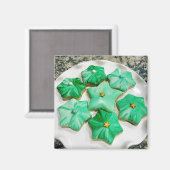Koninklijk Geglazuurde Groene Kerststerren Magneet (Voorkant / Achterkant)