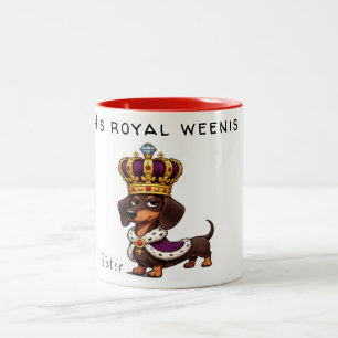 Koninklijk gekroonde dachshond koffiemok tweekleurige koffiemok