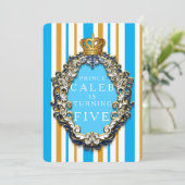 Koninklijk goud & blauwe kroon Verjaardagsuitnodig Kaart (Staand voorkant)