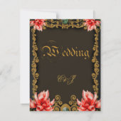 Koninklijk goud en rood bloemontwerp bedankkaart (Achterkant)