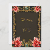 Koninklijk goud en rood bloemontwerp kaart (Achterkant)