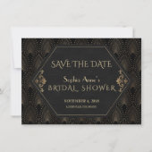 Koninklijk Goud Great Gatsby Jaren 20 Bruidsdouche Save The Date (Voorkant)