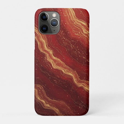 Koninklijk Goud Marmer Stroom ✨ Rode Draaikolk Lux Case-Mate iPhone Case (Achterkant)