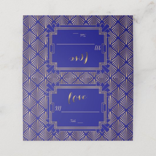 Koninklijk goud navyblauw Great Gatsby 20s bruilof Plaatskaartje (Buitenkant ongevouwen)