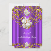 Koninklijk goud op de Paarse Parellegant Birthday  Kaart (Voorkant)