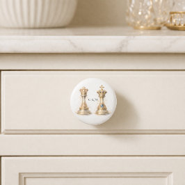 Koninklijk Goud Schaken Koning Koningin Elegant Pa Keramische Knop