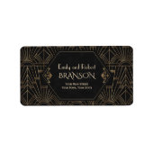 Koninklijk Goud Zwart Great Gatsby 1920s Trouwen Etiket (Voorkant)