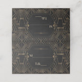 Koninklijk Goud Zwart Great Gatsby 1920s Trouwen Plaatskaartje (Buitenkant ongevouwen)