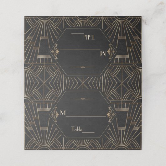 Koninklijk Goud Zwart Great Gatsby 1920s Trouwen Plaatskaartje (Buitenkant ongevouwen)