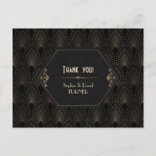 Koninklijk Goud Zwart Great Gatsby Art Deco Dankje Briefkaart