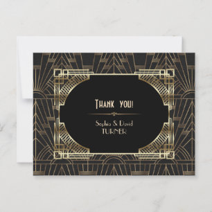 Koninklijk Goud Zwart Great Gatsby Trouw Bedankt Briefkaart