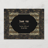 Koninklijk Goud Zwart Great Gatsby Trouw Bedankt Briefkaart (Voorkant)