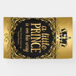 Koninklijk Goud Zwarte Kroon Baby Shower Jongen 3 Spandoek