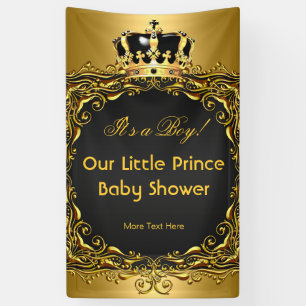 Koninklijk Goud Zwarte Kroon Baby Shower Jongen Spandoek