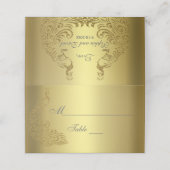 Koninklijk Gouden Abstract Pauwen Huwelijk Plaatskaartje (Buitenkant ongevouwen)