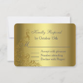 Koninklijk Gouden Abstract Pauwen Huwelijk RSVP Kaartje (Achterkant)