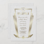 Koninklijk gouden Art Deco monogram bruiloftsrecep Kaart (Voorkant / Achterkant)