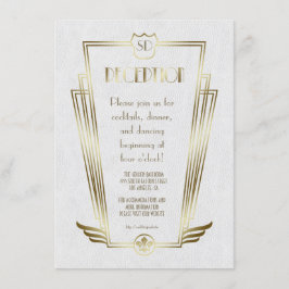 Koninklijk gouden Art Deco monogram bruiloftsrecep Kaart