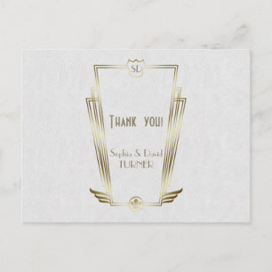 Koninklijk gouden Art Deco monogram trouw bedankt Briefkaart