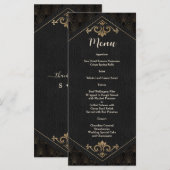 Koninklijk Gouden Great Gatsby Art Deco Bruiloft Menu (Voorkant / Achterkant)