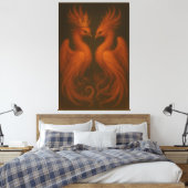 Koninklijk Gouden Phoenix Paar · Luxe Kunstcanvas Canvas Afdruk (Insitu (Slaapkamer))