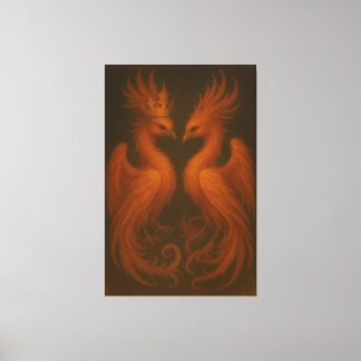 Koninklijk Gouden Phoenix Paar · Luxe Kunstcanvas Canvas Afdruk