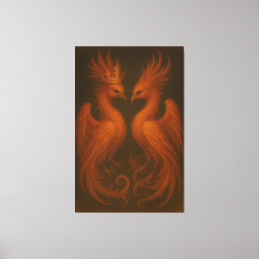 Koninklijk Gouden Phoenix Paar · Luxe Kunstcanvas Canvas Afdruk (Voorkant)